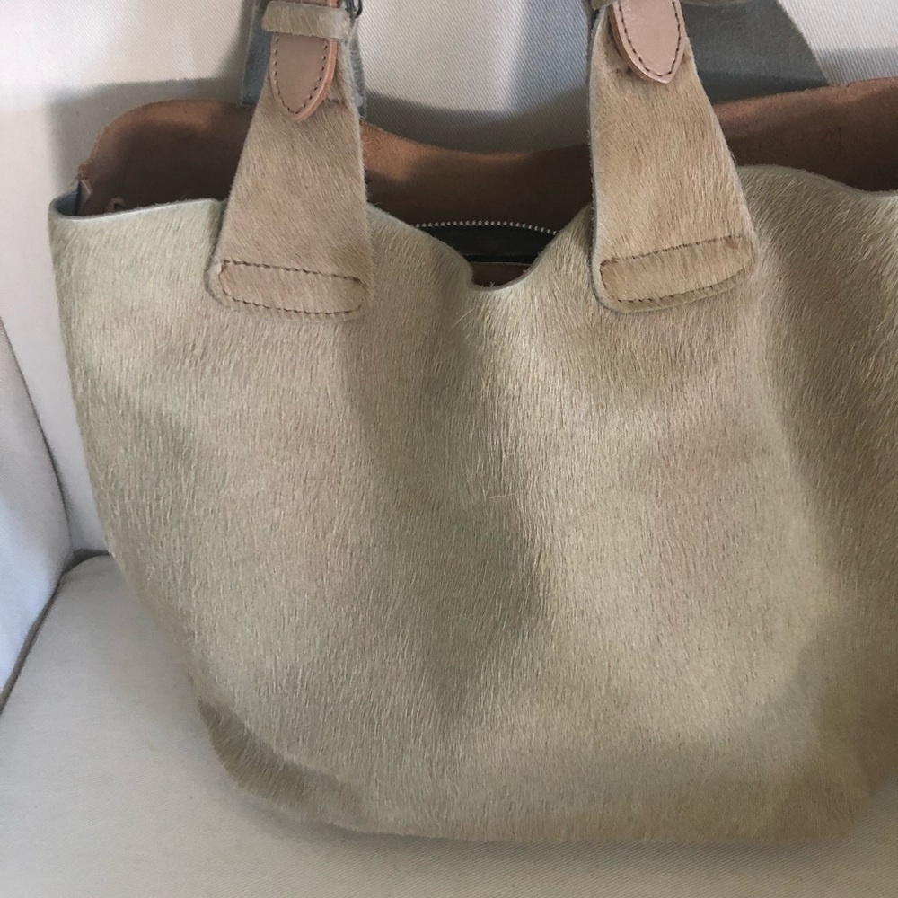 Calfskin and leather handbag